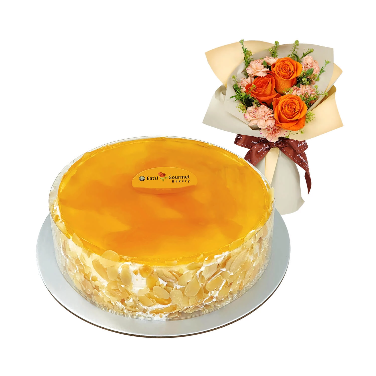 Eatzi Gourmet Mango Mousse Cake with Hand Bouquet
